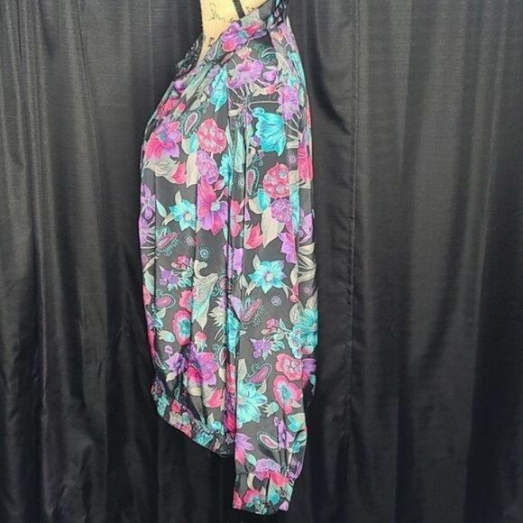 Vintage 80s 90s Black Pink Floral Shirt - Picture 5 of 14